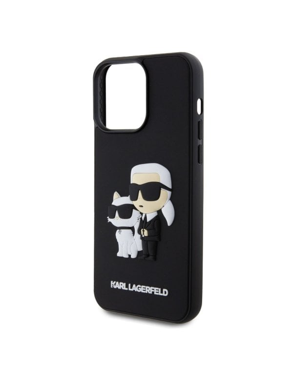 Karl Lagerfeld 3D Rubber Karl and Choupette Case Защитный чехол для iPhone 14 Pro Max / чёрный
