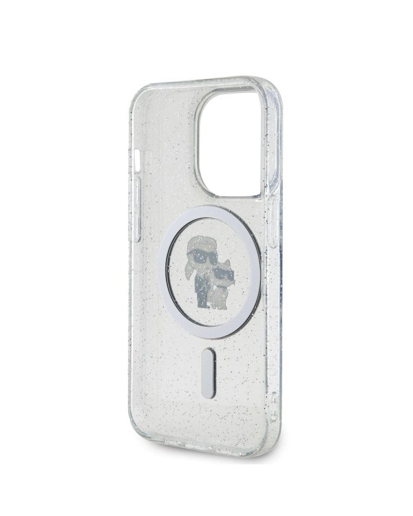 Karl Lagerfeld IML Glitter Karl and Choupette MagSafe Case Защитный чехол для iPhone 15 Pro / прозрачный