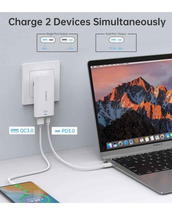 Choetech PD6011 Wall Сharger USB-C 67W PPS / PD3.0 / QC3.0