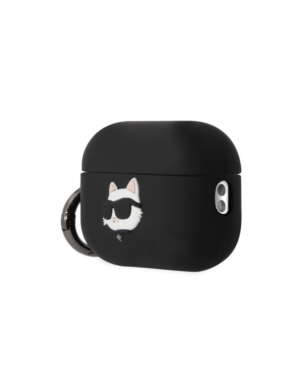 Karl Lagerfeld 3D Logo NFT Choupette Head Silicone Case Защитный чехол для AirPods Pro 2 / чёрный