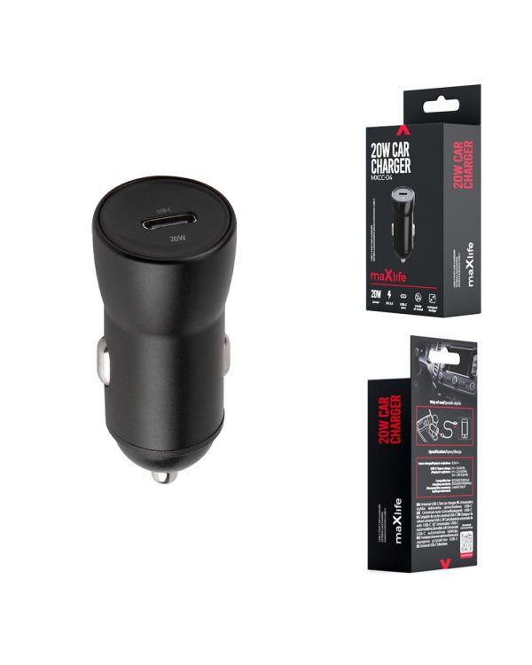 Maxlife MXCC-04 PD QC Автомобильное Зарядное Устройство 1x USB-C / 20 Вт