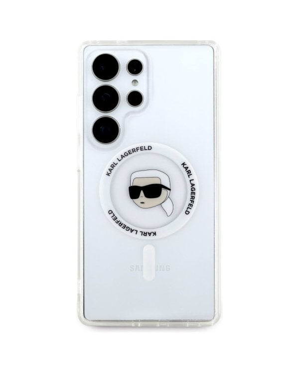 Karl Lagerfeld Button Karl Head Printed Logo MagSafe Чехол для Samsung Galaxy S25 Ultra