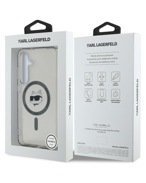 Karl Lagerfeld Button Choupette Head Printed Logo MagSafe Чехол для Samsung Galaxy S25