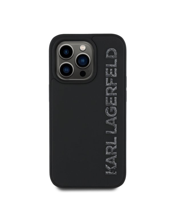 Karl Lagerfeld 3D Rubber Glitter Logo Case Защитный чехол для iPhone 14 Pro / чёрный