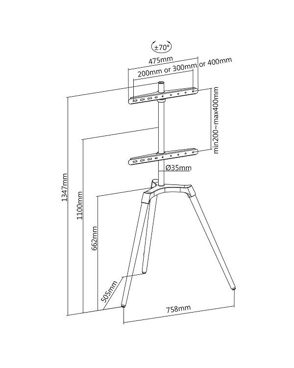 Nedis TVSM7060WT ТВ стенд 50"- 65" до 35kg "Scandinavian design"