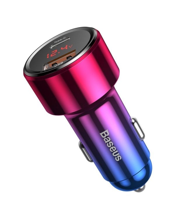 Baseus Magic Series Автомобильное зарядное устройство с LCD / PPS / QC4+ / PD / 45W / 6A / Аврора розовый