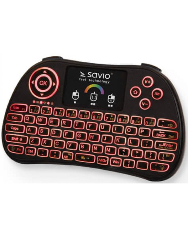 Savio KW-03 Беспроводная Клавиатура PC / PS4 / XBOX / Smart TV / Android + Тачпад Черная (С RGB Подсветкой)