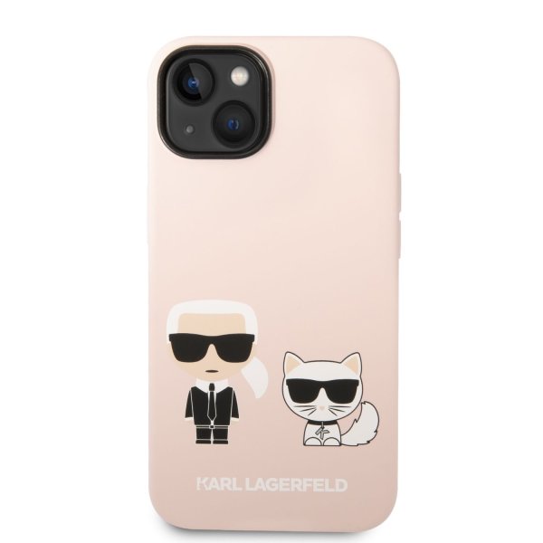 Karl Lagerfeld and Choupette Liquid Silicone Case Защитный чехол для iPhone 14 Plus / розовый