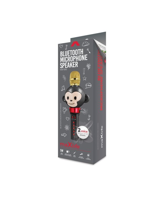Maxlife Animal MX-100 Bluetooth Микрофон Караоке с Колонкой / 5W / Голосовой Модулятор / Черный