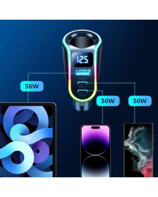 Joyroom JR-CL21 4in1 Авто Зарядное устройство / Bluetooth / FM-передатчик