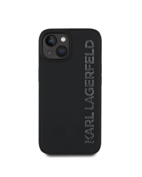 Karl Lagerfeld 3D Rubber Glitter Logo Case Защитный чехол для iPhone 15 / чёрный