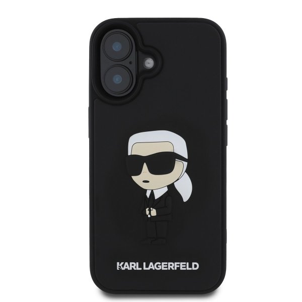 Karl Lagerfeld 3D Rubber Ikonik Case Защитный чехол для iPhone 16 / чёрный