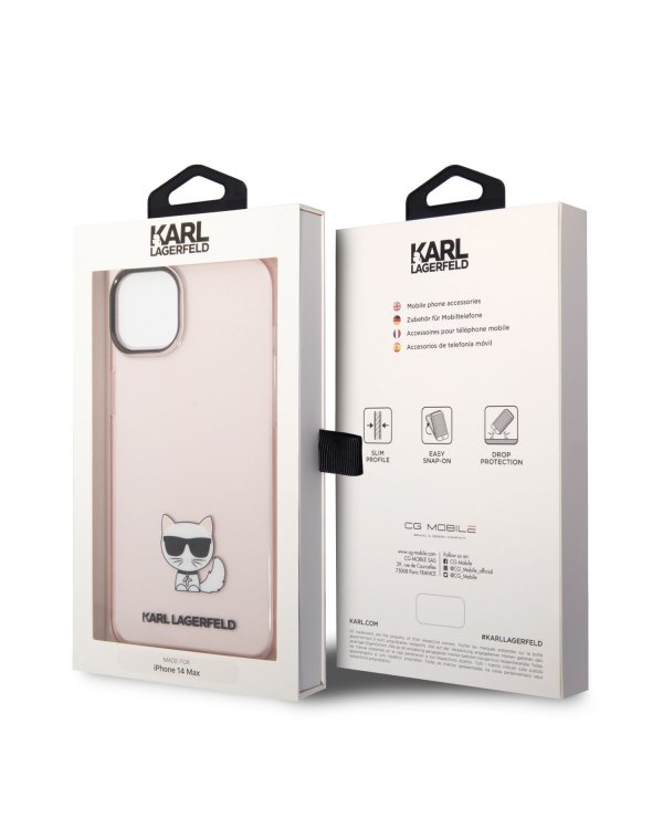 Karl Lagerfeld Choupette Logo Case Защитный чехол для iPhone 14 Plus / розовый
