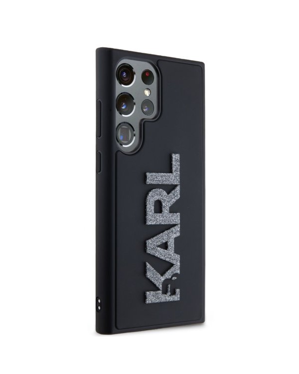 Karl Lagerfeld 3D Rubber Glitter Logo Защитный чехол для Samsung Galaxy S24 Ultra / чёрный