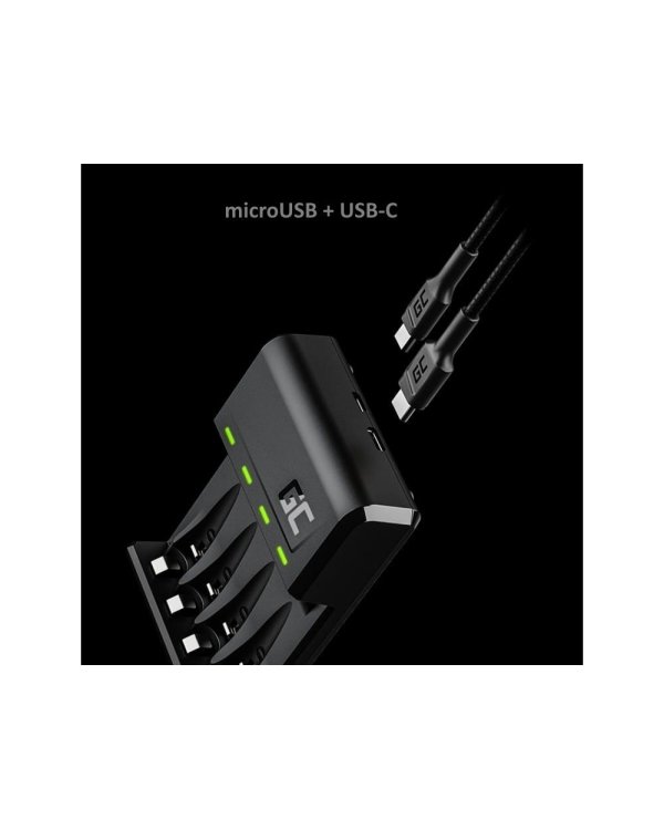 Green Cell VitalCharger UBS-C Зарядник для AAA/AA батарей / 4x HR03 800mAh в комплекте