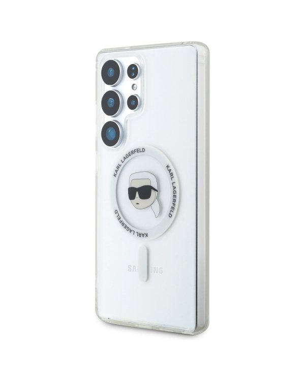 Karl Lagerfeld Button Karl Head Printed Logo MagSafe Чехол для Samsung Galaxy S25 Ultra