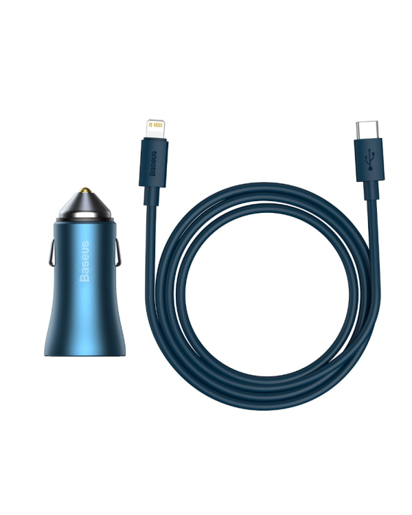 Baseus Golden Contactor Pro Aвто Зарядка + Провод Lightning 1m