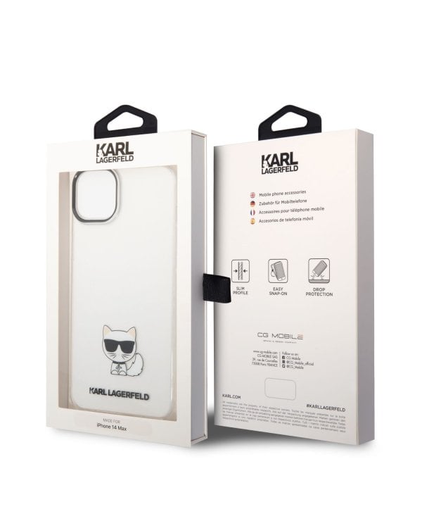 Karl Lagerfeld Choupette Logo Case Защитный чехол для iPhone 14 Plus / прозрачный