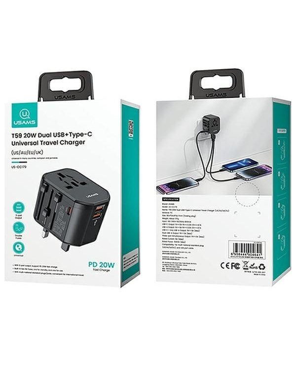 Usams T59 4in1 US / AU / EU / UK Aдаптер