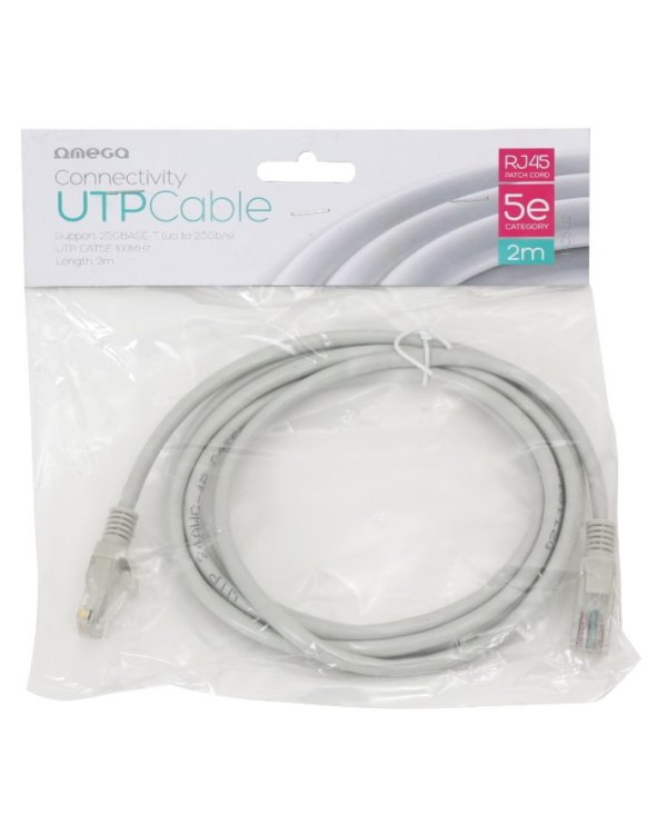 Omega LAN Кабель / 5e cat / RJ45 / 2m / Серый
