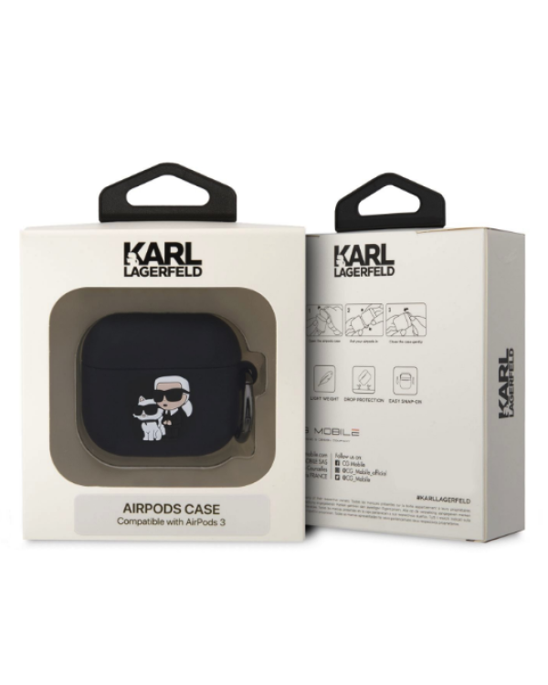 Karl Lagerfeld 3D Logo NFT Karl and Choupette Silicone Case Чехол для наушников Apple AirPods 3