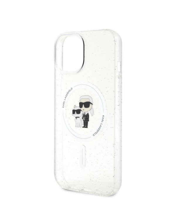 Karl Lagerfeld IML Glitter Karl and Choupette MagSafe Case Защитный чехол для iPhone 15 / прозрачный