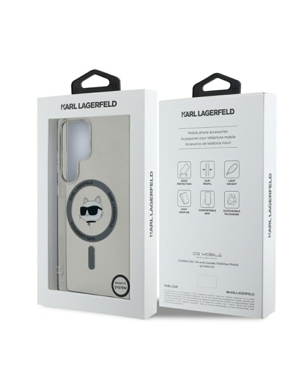 Karl Lagerfeld Button Choupette Head Printed Logo MagSafe Чехол для Samsung Galaxy S25 Ultra