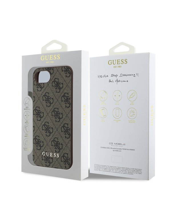 Guess 4G Charm Case Защитный чехол для iPhone 16e Tone on Tone / коричневый