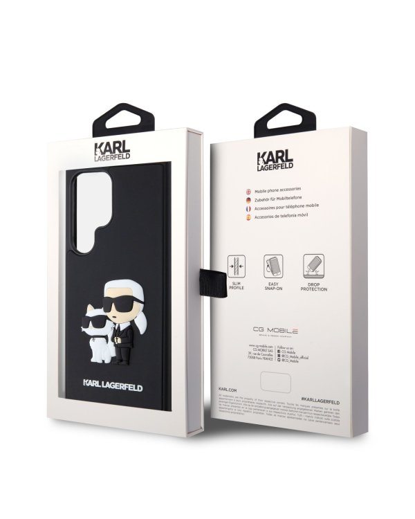 Karl Lagerfeld 3D Rubber Karl and Choupette Защитный чехол для Samsung Galaxy S24 Ultra / чёрный