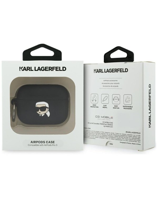 Karl Lagerfeld 3D Logo NFT Karl Head Silicone Case Чехол для наушников Apple AirPods Pro 3