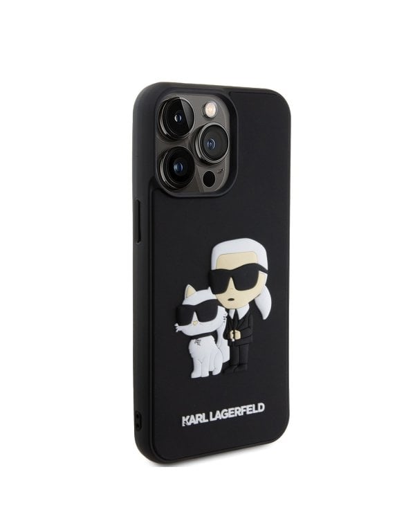 Karl Lagerfeld 3D Rubber Karl and Choupette Case Защитный чехол для iPhone 14 Pro Max / чёрный