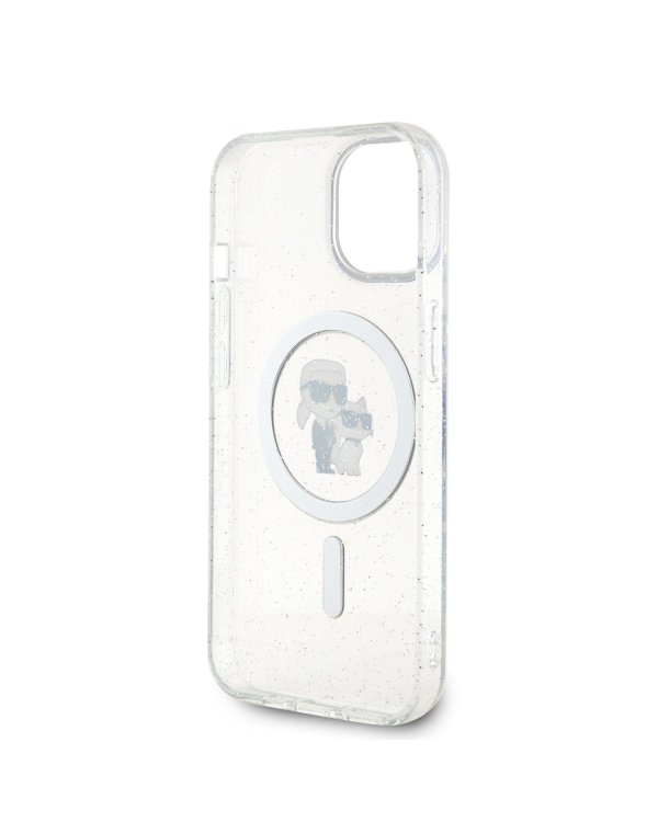 Karl Lagerfeld IML Glitter Karl and Choupette MagSafe Case Защитный чехол для iPhone 15 / прозрачный