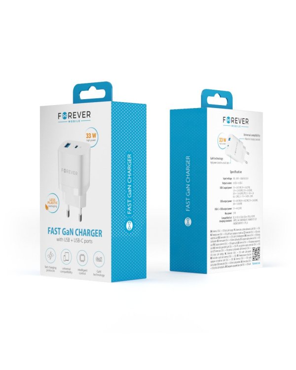 Forever TC-05 USB-C / USB Зарядное Устройство 33W