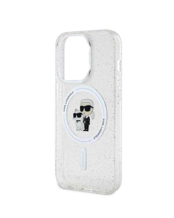 Karl Lagerfeld IML Glitter Karl and Choupette MagSafe Case Защитный чехол для iPhone 15 Pro / прозрачный