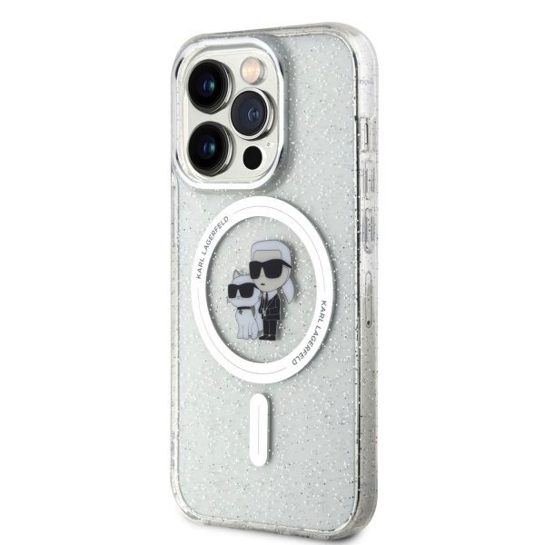 Karl Lagerfeld IML Glitter Karl and Choupette MagSafe Case Защитный чехол для iPhone 15 Pro / прозрачный