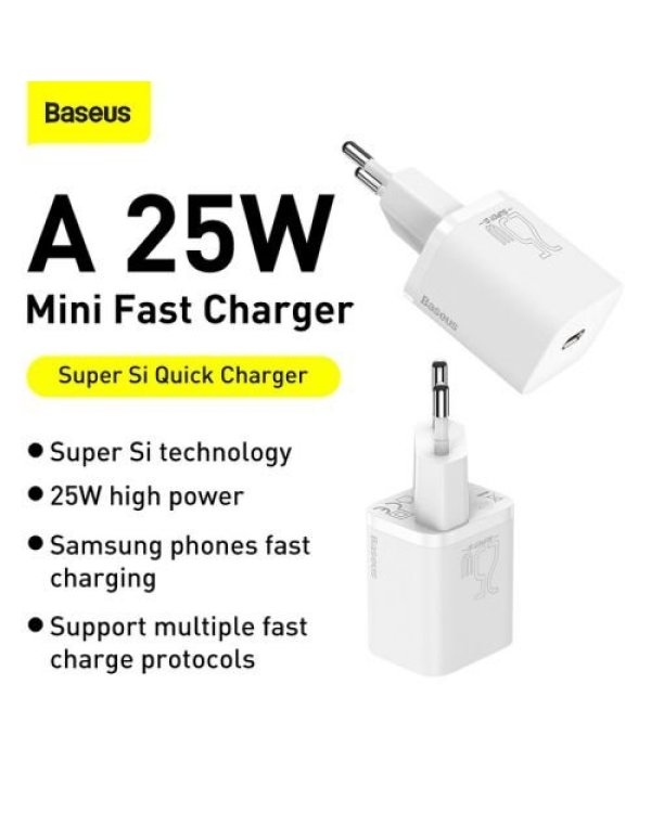 Baseus CCSP020102 Super Si 1C Дорожное Зарядное Устройство 25W