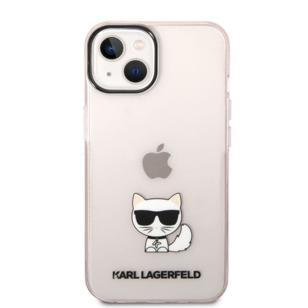 Karl Lagerfeld Choupette Logo Case Защитный чехол для iPhone 14 Plus / розовый