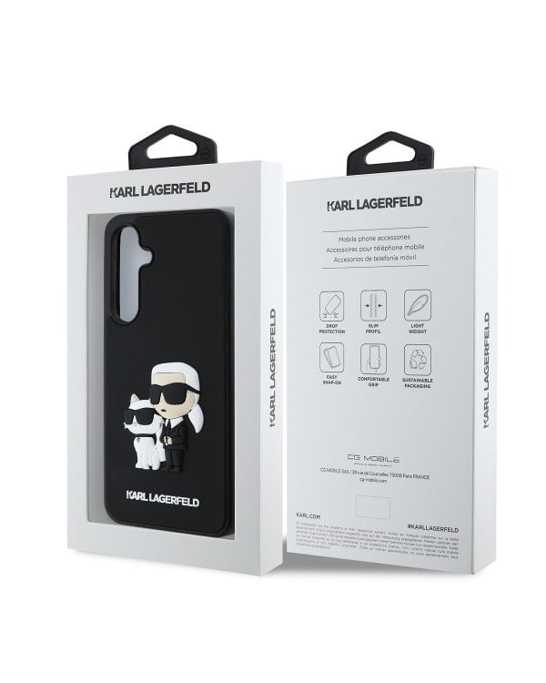 Karl Lagerfeld 3D Rubber Karl and Choupette Case Защитный чехол для Samsung Galaxy S24 FE / чёрный
