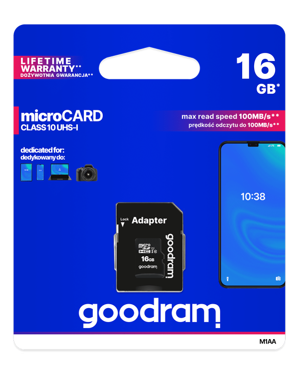 Goodram 16GB Micro SDHC U1-I Class 10 Kарта памяти с адаптером