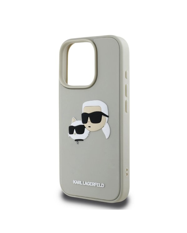 Karl Lagerfeld 3D Rubber Double Heads Case Защитный чехол для iPhone 16 Pro / бежевый