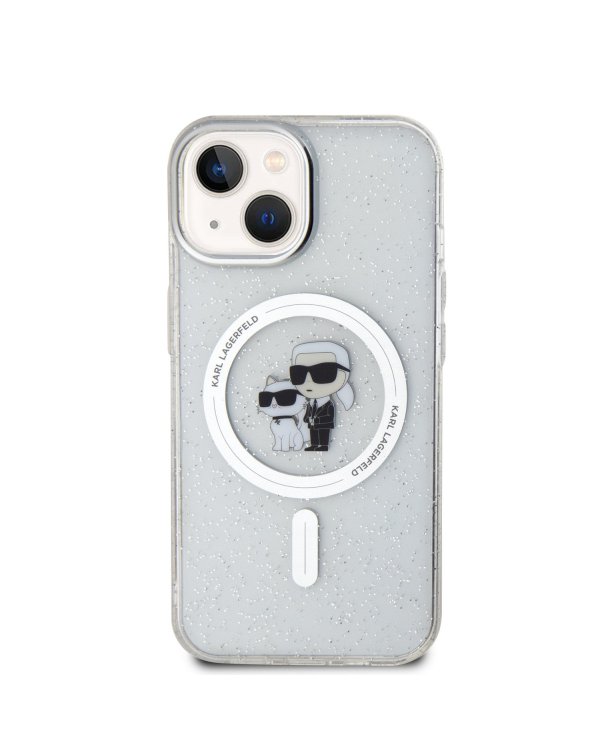 Karl Lagerfeld IML Glitter Karl and Choupette MagSafe Case Защитный чехол для iPhone 15 / прозрачный