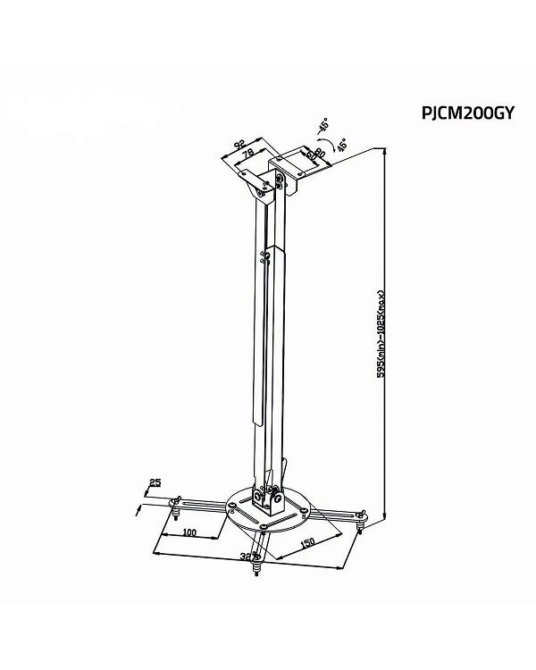 Nedis PJCM200GY Потолочное крепление для проектора 360 ° Max 10kg