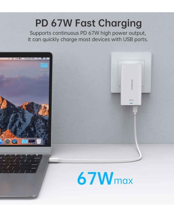 Choetech PD6011 Wall Сharger USB-C 67W PPS / PD3.0 / QC3.0