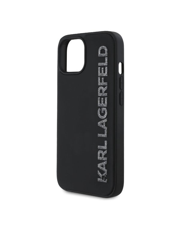 Karl Lagerfeld 3D Rubber Glitter Logo Case Защитный чехол для iPhone 15 / чёрный