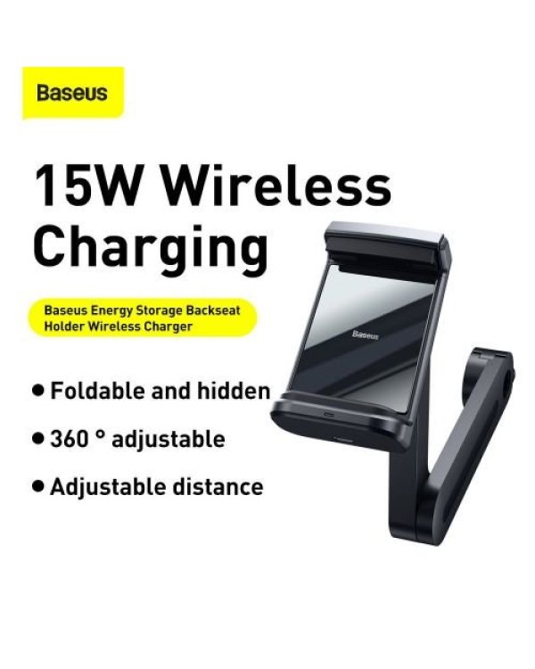 Baseus Авто держатель + Беспроводная Зарядка для Заднего Сиденья 15W