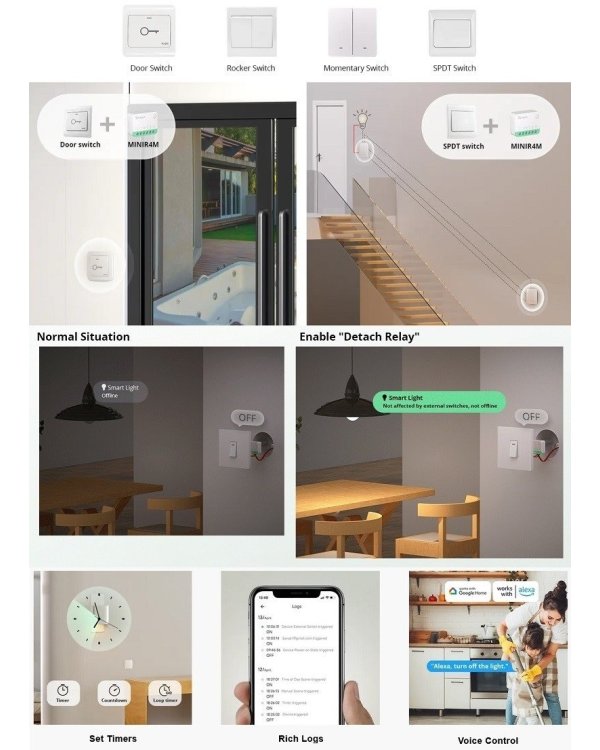 SONOFF MINIR4M 1-Channel WiFi Smart Switch AC Relay 100–240V / 10A