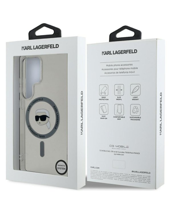 Karl Lagerfeld Button Karl Head Printed Logo MagSafe Чехол для Samsung Galaxy S25 Ultra