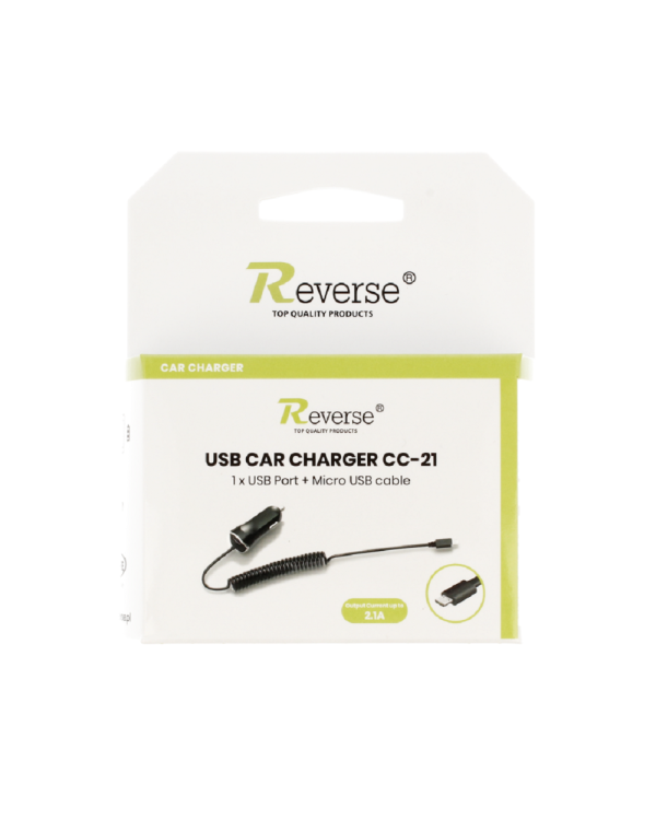 Reverse CC-21 Универсальная 2.1A Micro USB Проводная 1.2m Авто Зарядка для GPS / Мобильных Телефонов / Планшетов