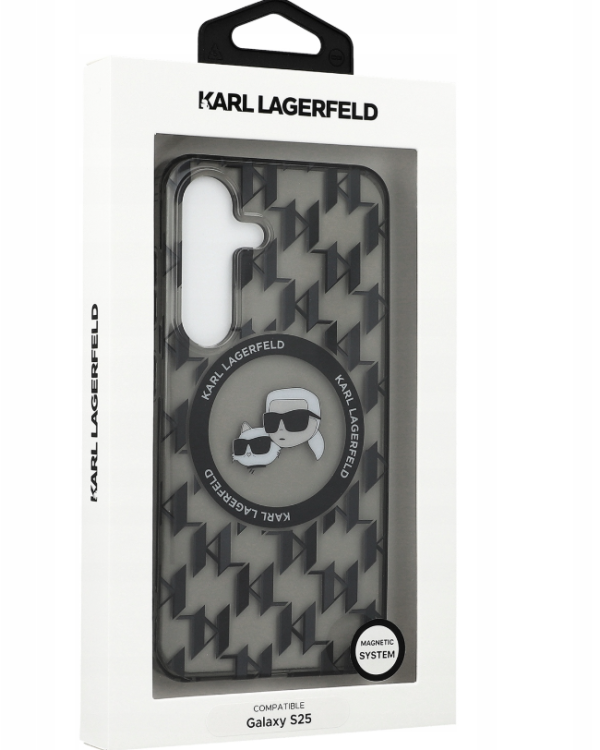 Karl Lagerfeld Button Karl&Choupette Heads On KL Pattern MagSafe Чехол для Samsung Galaxy S25