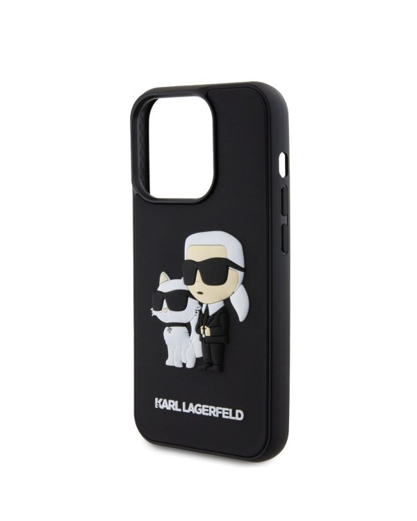 Karl Lagerfeld 3D Rubber Karl and Choupette Case Защитный чехол для iPhone 13 Pro / чёрный